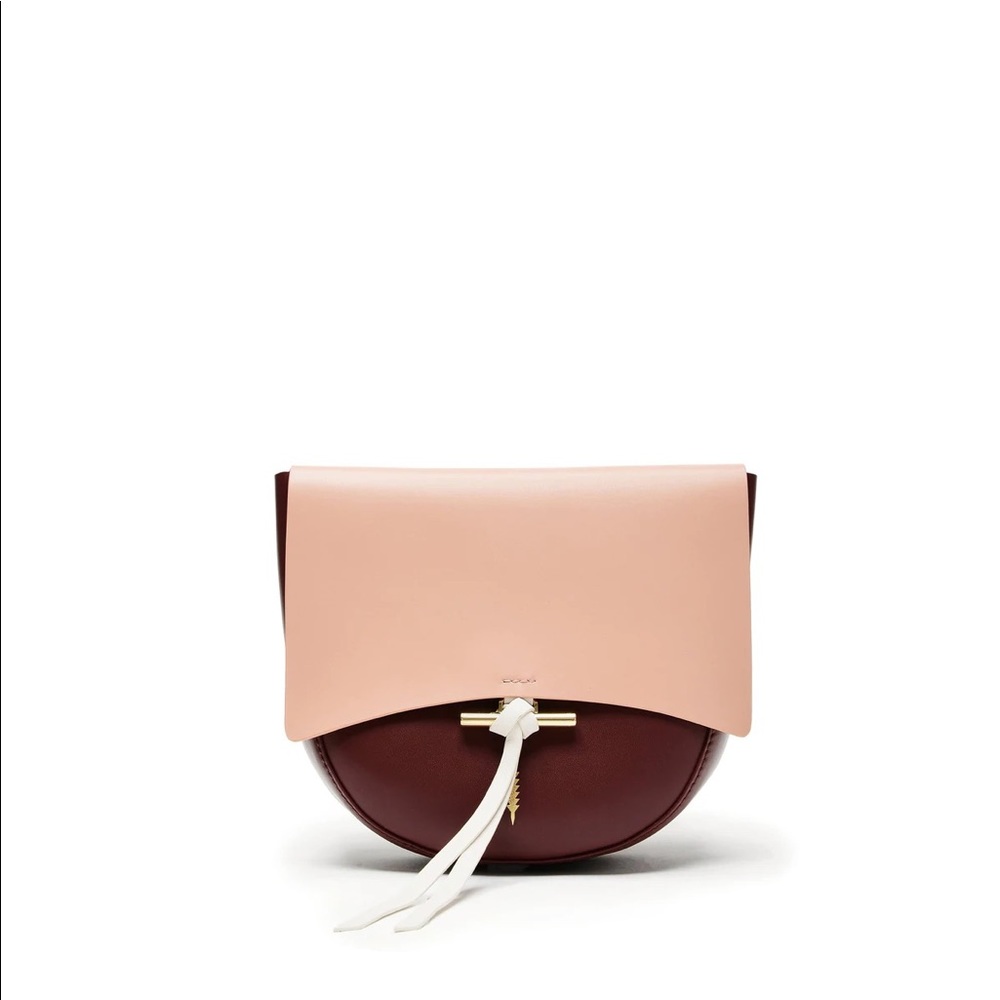 Coach Two-Tone Leather Crossbody Bag in Blush and Burgundy